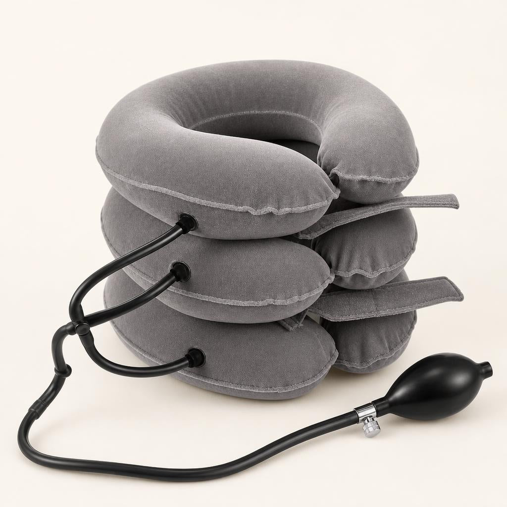 Collar cervical inflable Venquio gris con pera de inflado