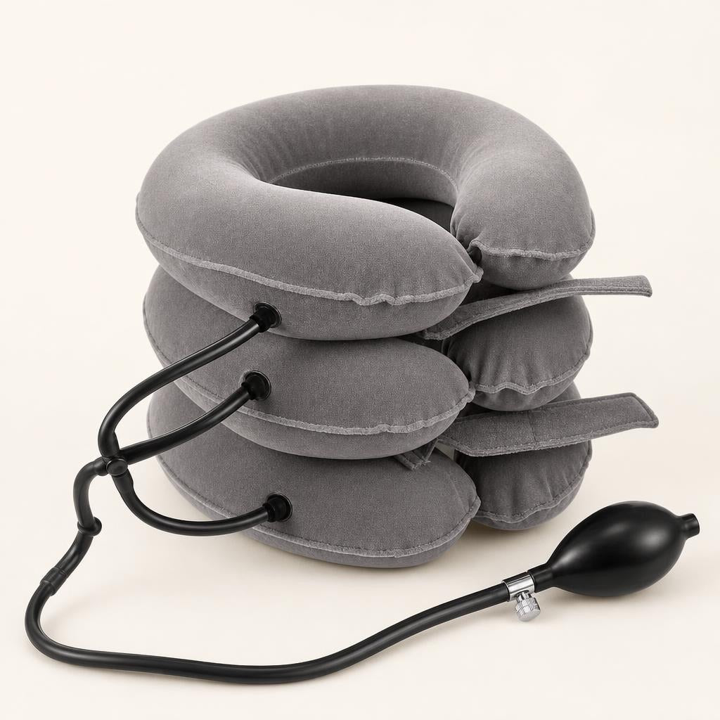 Collar cervical inflable de tres cámaras con pera de inflado